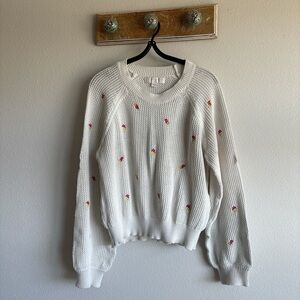 Spiritual Gangster White Sweater with Pink Accents